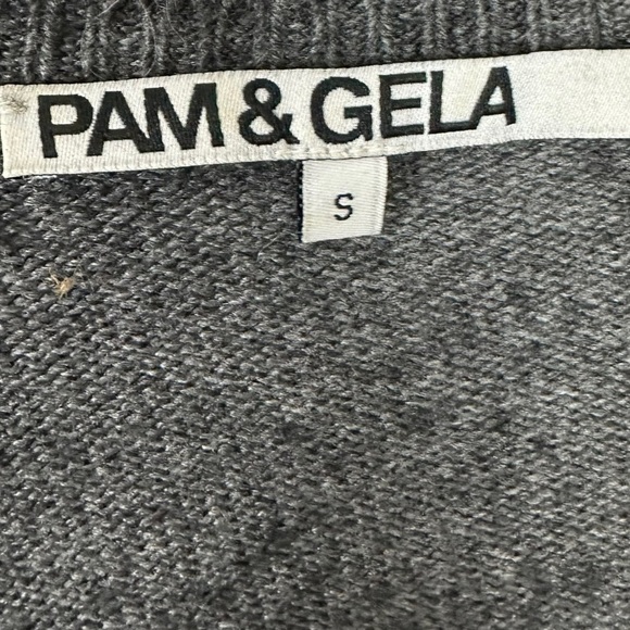 PAM & GELA Juicy Couture V Neck Cashmere Wool Sweater Size Small Black Leopard - Picture 13 of 15